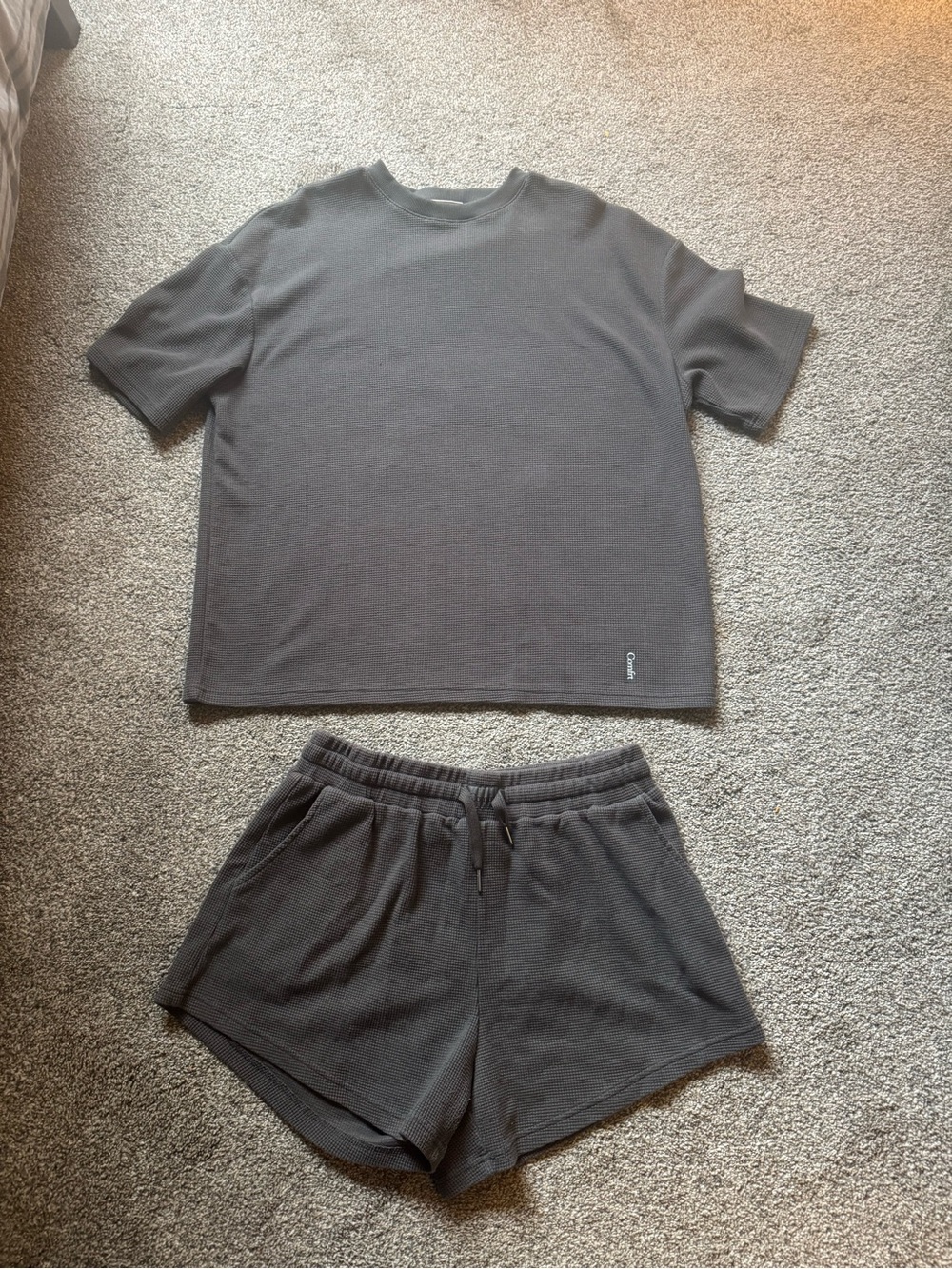 Comfrt Short Sleeve Tee & Drawstring Shorts Set - Gray